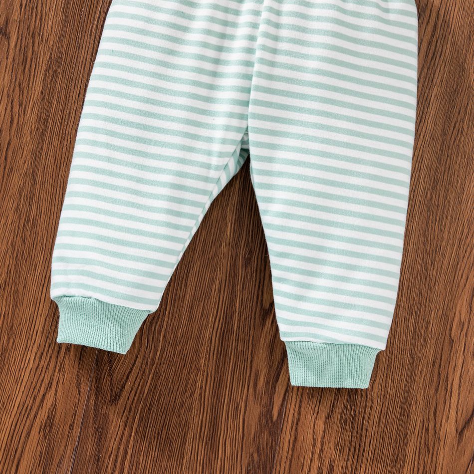 2pcs Baby Boy/Girl Allover Elephant Print Long-sleeve Sweatshirt and Striped Pants Set Green
