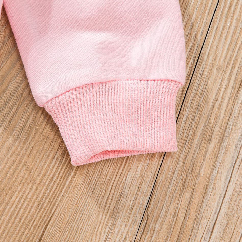 2 قطعة صغير فتاة إلكتروني فراشة طباعة الوردي هوديي وcolorblock elasticized السراويل مجموعة زهري big image 5
