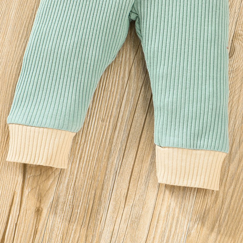 2pcs Baby Boy/Girl 95% Cotton Rib Knit Long-sleeve 3D Ears Hoodie and Pants Set Green