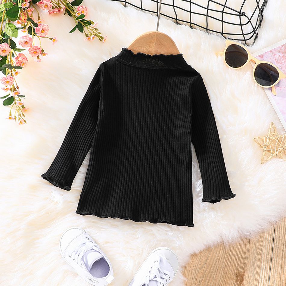3-Pack Baby Girl 95% Cotton Rib Knit Solid Mock Neck Long-sleeve Tops Set Multi-color big image 11