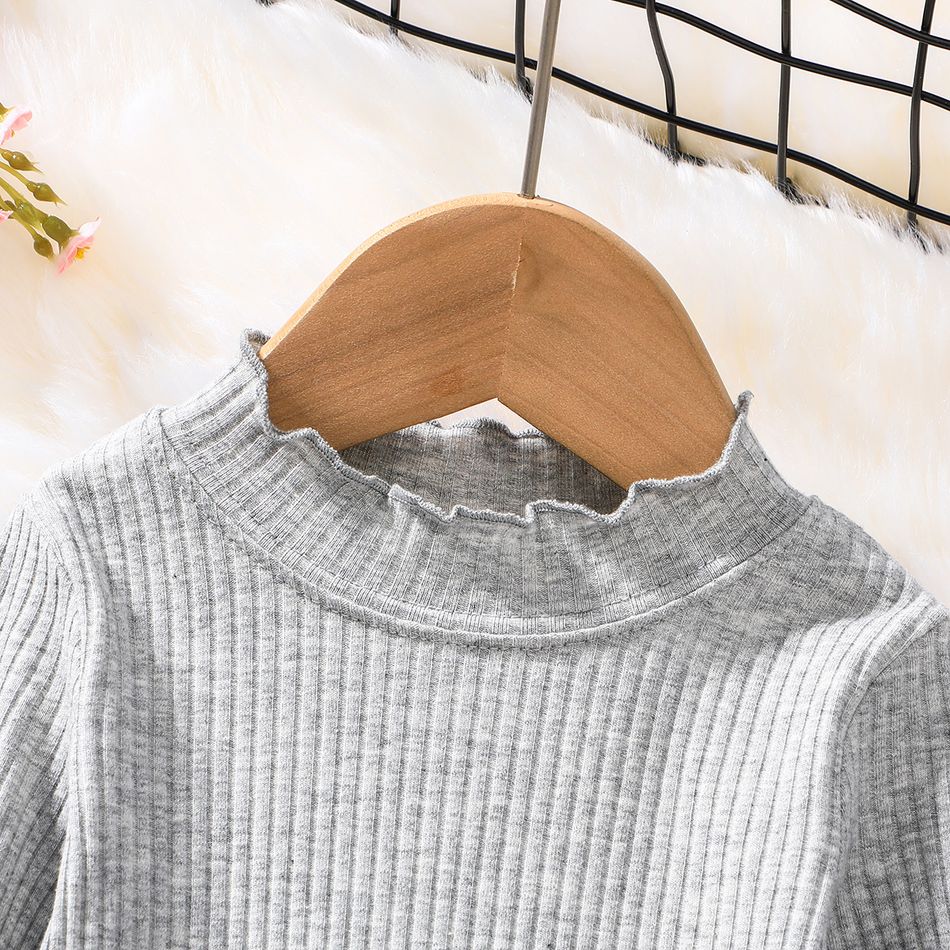 3-Pack Baby Girl 95% Cotton Rib Knit Solid Mock Neck Long-sleeve Tops Set Multi-color big image 17