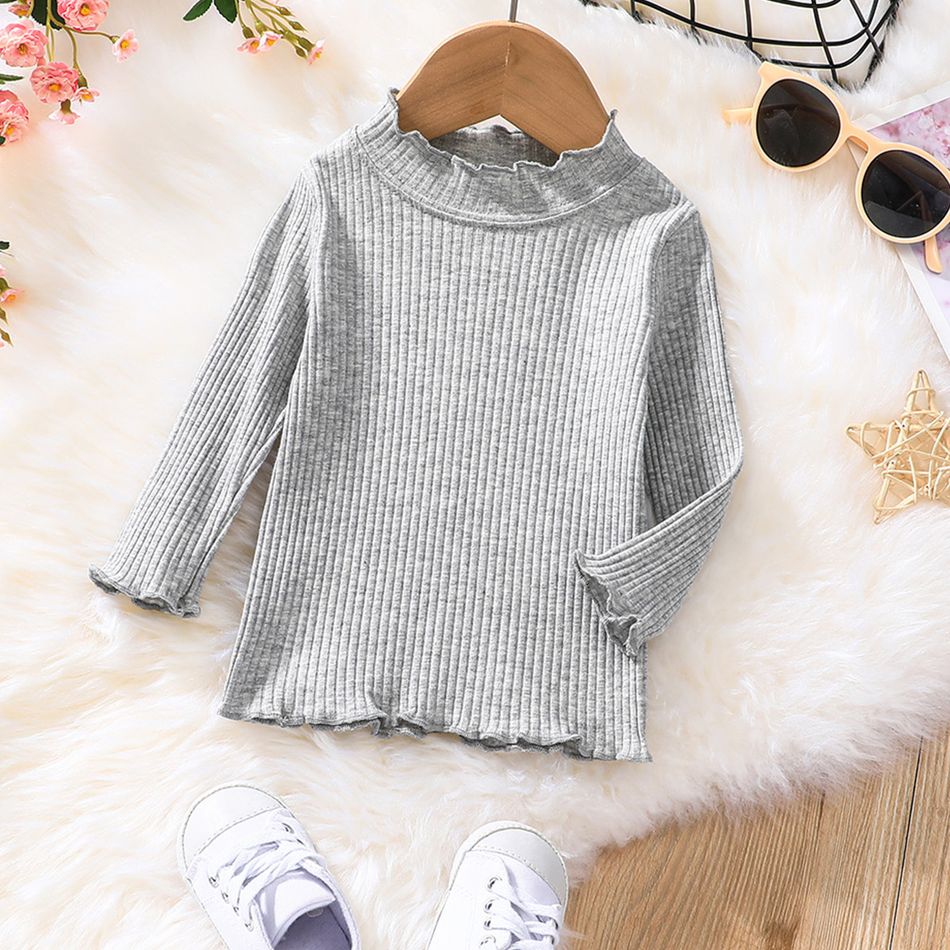 3-Pack Baby Girl 95% Cotton Rib Knit Solid Mock Neck Long-sleeve Tops Set Multi-color big image 16