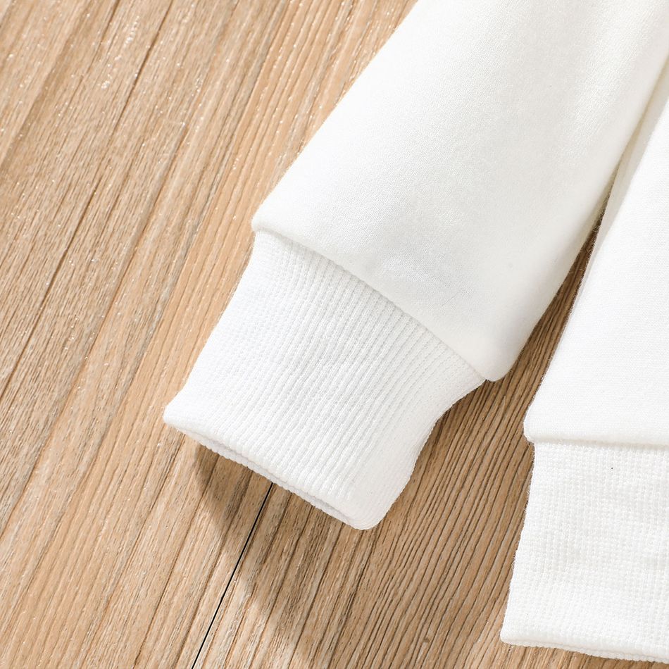 2pcs Baby Boy/Girl Long-sleeve Sweatshirt and Plaid Sweatpants Set White big image 6