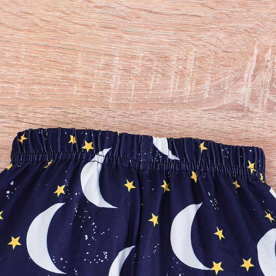 3pcs Baby Boy 95% Cotton Long-sleeve Graphic Romper and  Moon & Stars Print Pants with Hat Set Tibetanblue big image 8