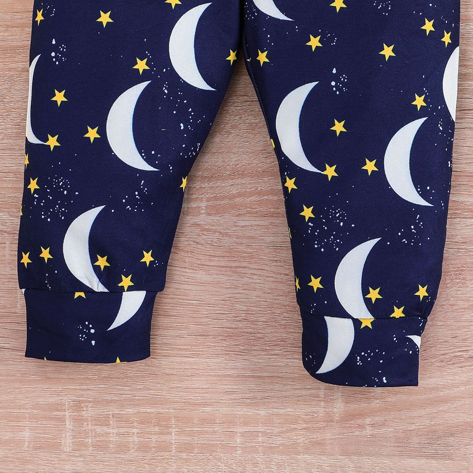 3pcs Baby Boy 95% Cotton Long-sleeve Graphic Romper and  Moon & Stars Print Pants with Hat Set Tibetanblue big image 9