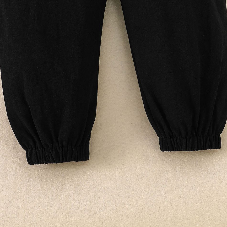 2pcs Toddler Boy Trendy Allover Print Sweatshirt and Pocket Design Cargo Pants Set Black big image 9