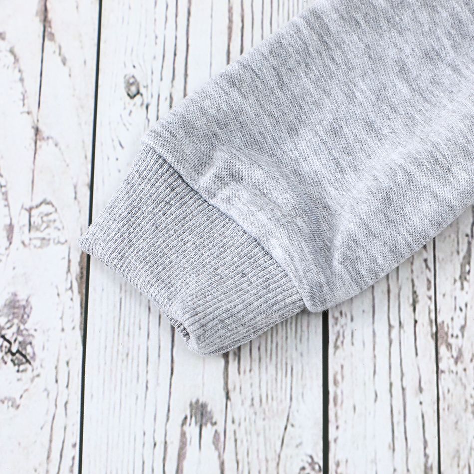 2pcs Baby Boy Long-sleeve Graphic Sweatshirt and Striped Pants Set Grey big image 6
