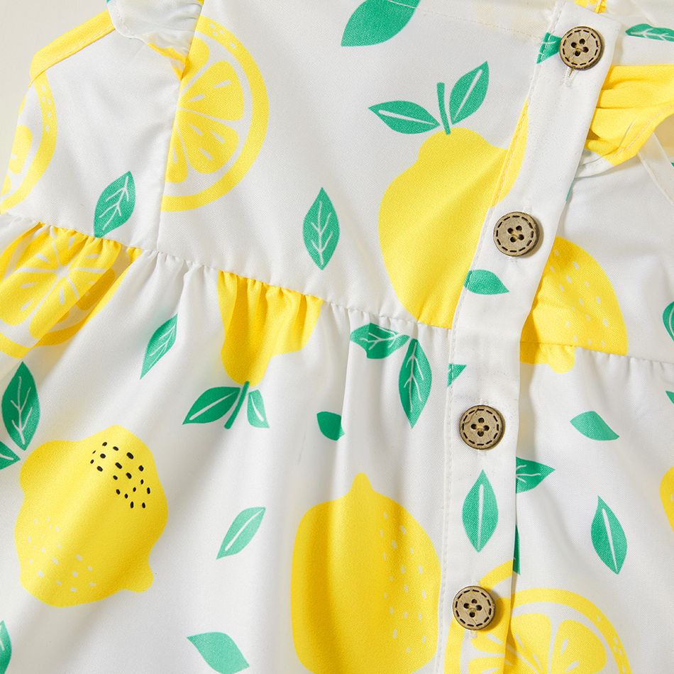 1pc Baby Girl Plaid&Lemon&Fruit Sweet Dress White big image 3