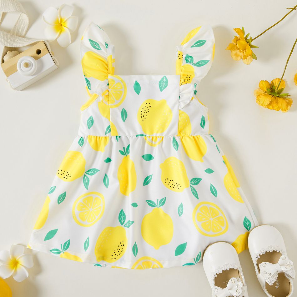 1pc Baby Girl Plaid&Lemon&Fruit Sweet Dress White big image 6