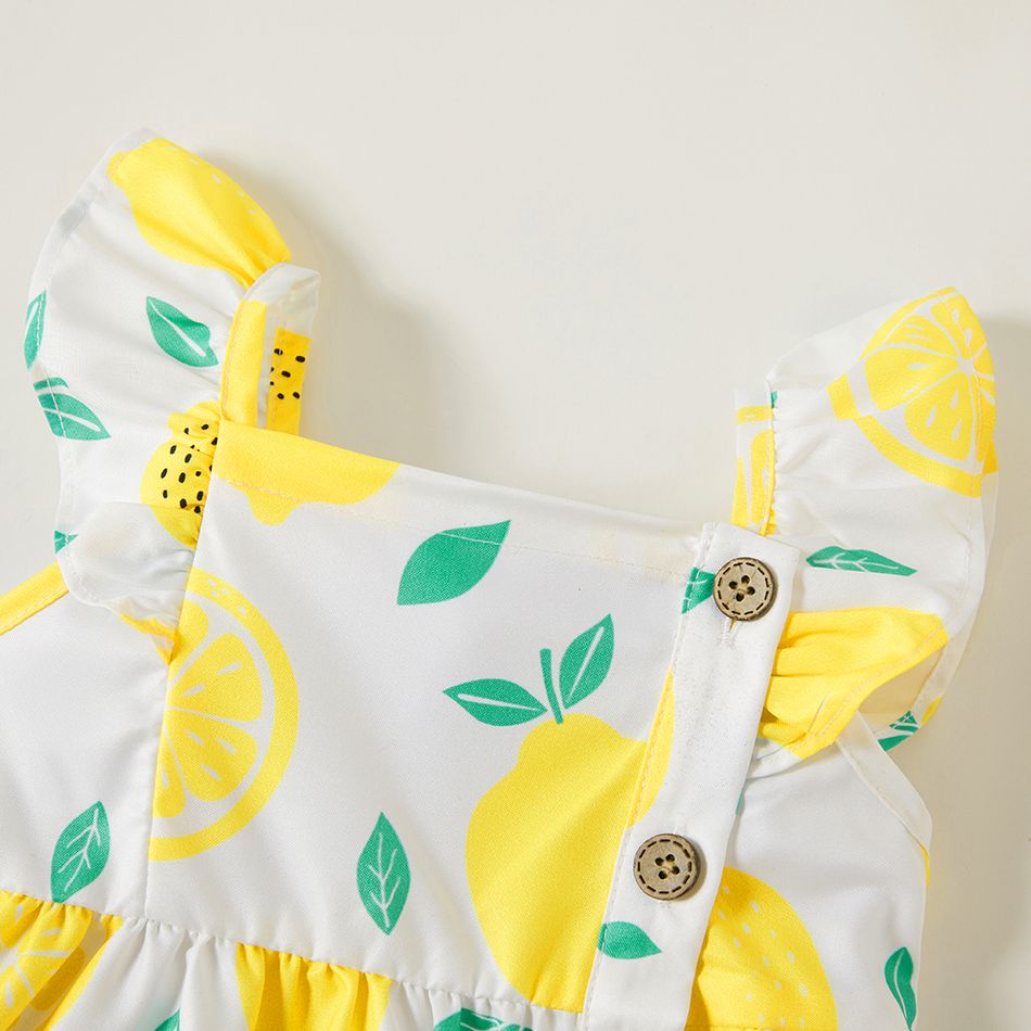 1pc Baby Girl Plaid&Lemon&Fruit Sweet Dress White big image 4