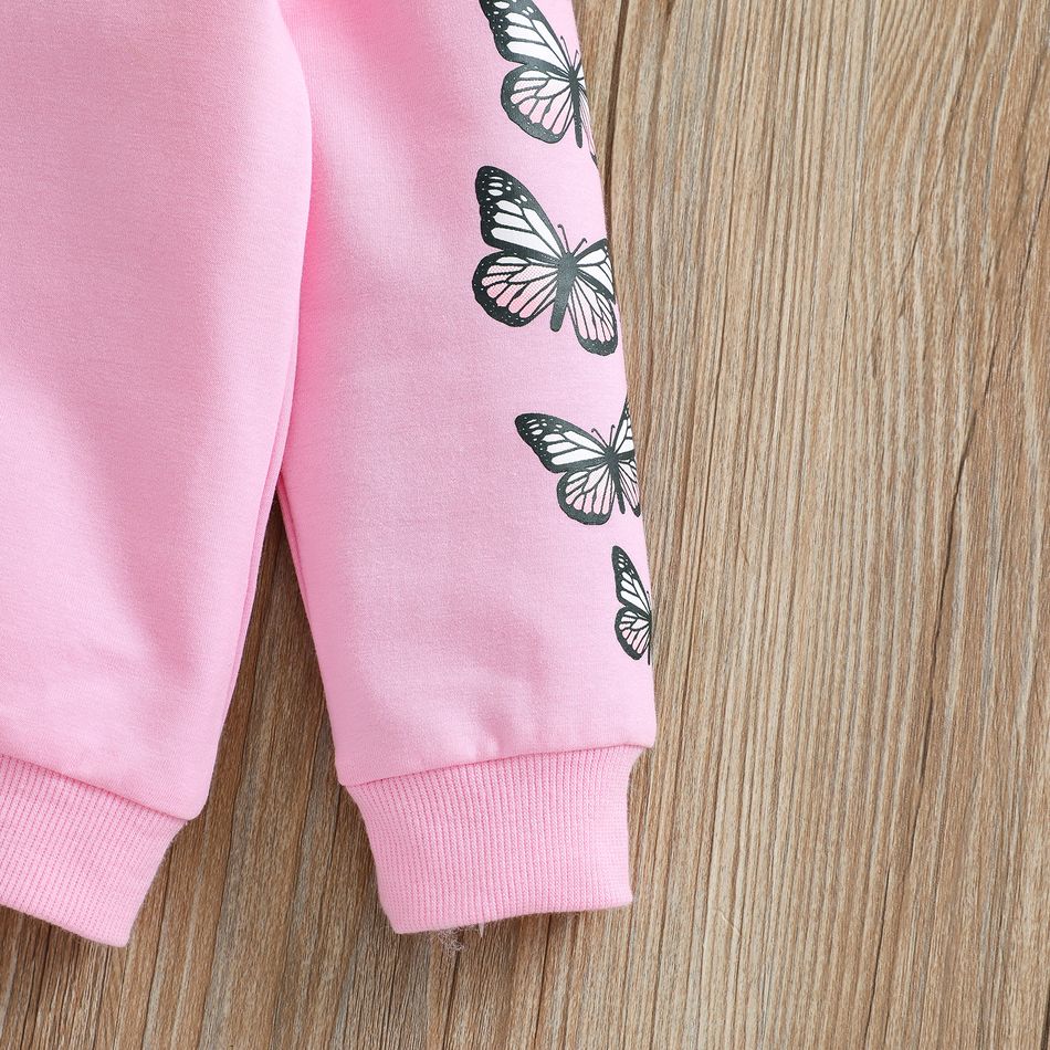 Toddler Girl Butterfly Print Zipper Hoodie Sweatshirt Jacket Pink big image 5