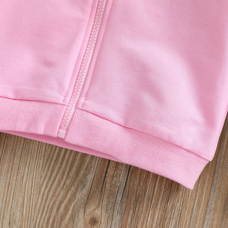 Toddler Girl Butterfly Print Zipper Hoodie Sweatshirt Jacket Pink big image 6
