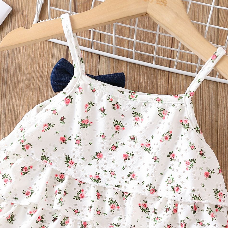 2 unidades Criança Menina Manga cava Bonito Flores isoladas conjuntos de camisa Branco big image 4