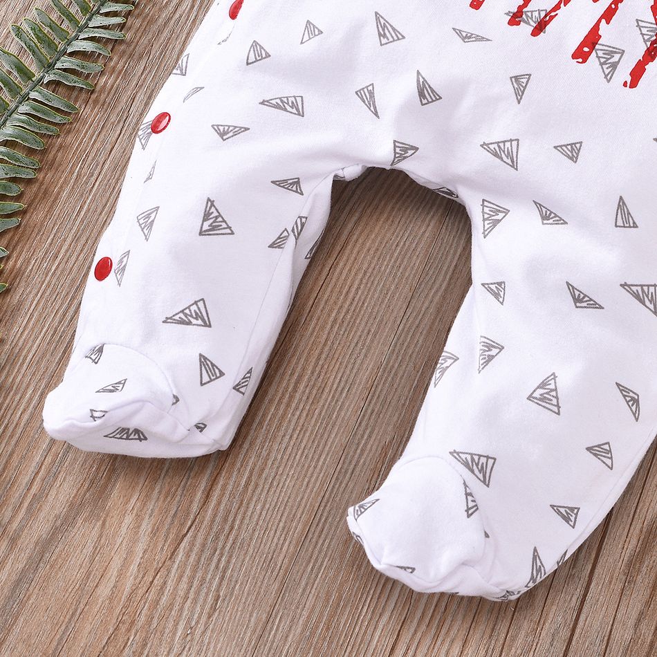 Baby Boy/Girl 95% Cotton Long-sleeve Footed Letter Print Jumpsuit Red/White big image 5