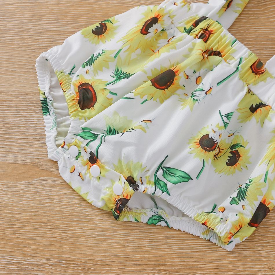 2pcs Baby Girl Short-sleeve Cotton  Sweet Floral Baby's Sets Yellow