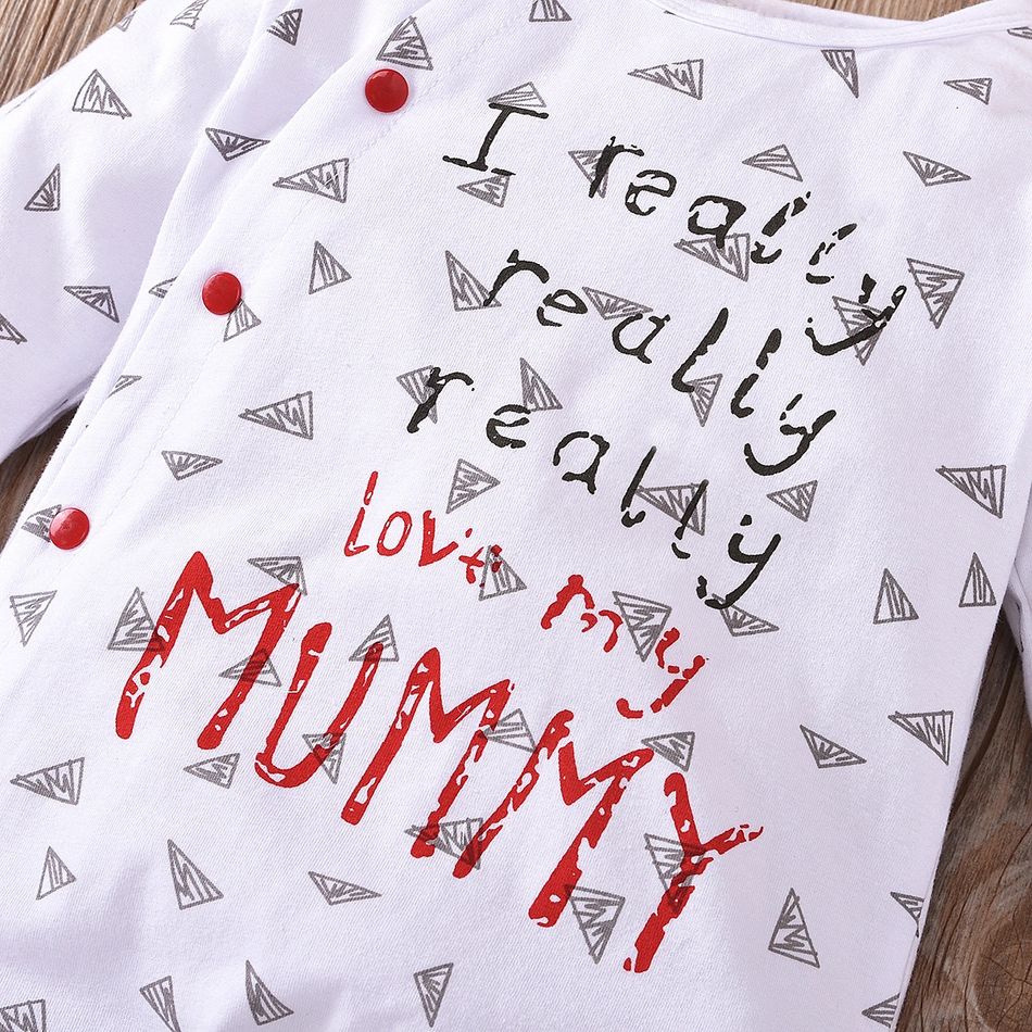 Baby Boy/Girl 95% Cotton Long-sleeve Footed Letter Print Jumpsuit Red/White