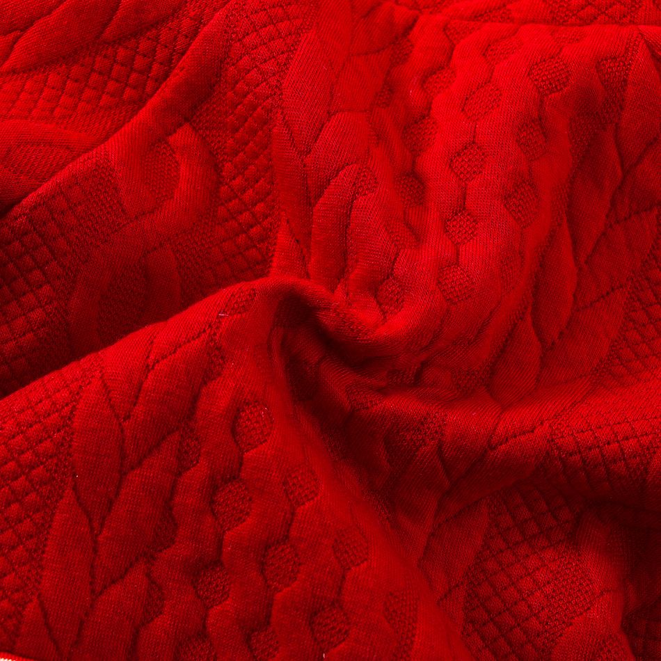 قطعة واحدة مواليد للجنسين كم طويل خياطة النسيج نقش حيوانات الكريسماس أحمر