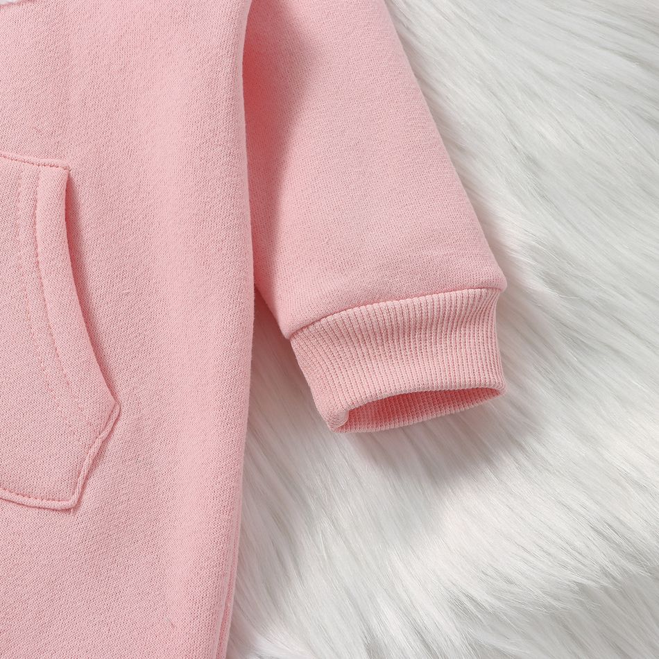 Baby Boy/Girl Cloud Design Thermal Fleece Lined Hooded Zipper Jumpsuit Pink big image 7