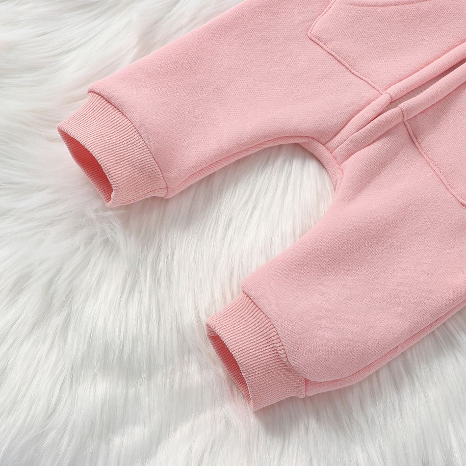 Baby Boy/Girl Cloud Design Thermal Fleece Lined Hooded Zipper Jumpsuit Pink big image 8
