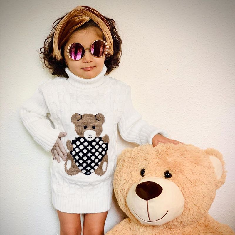 Baby / Toddler Adorable Bear Print Long-sleeve Sweater White big image 5