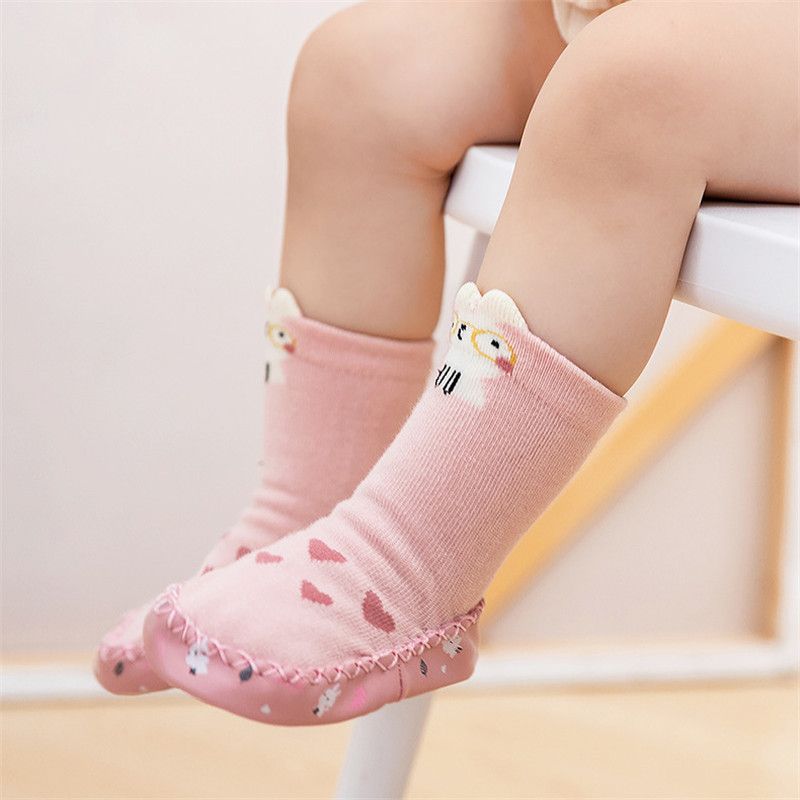 Bodensocken mit Cartoon-Tierdruck für Babys / Kleinkinder (Socken-Sohle-Druckmuster ist zufällig) rosa big image 3