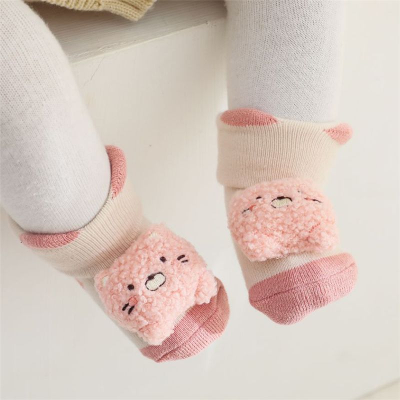 Baby / Toddler 3D Cartoon Animal Winter Warm Floor Socks Pink big image 2