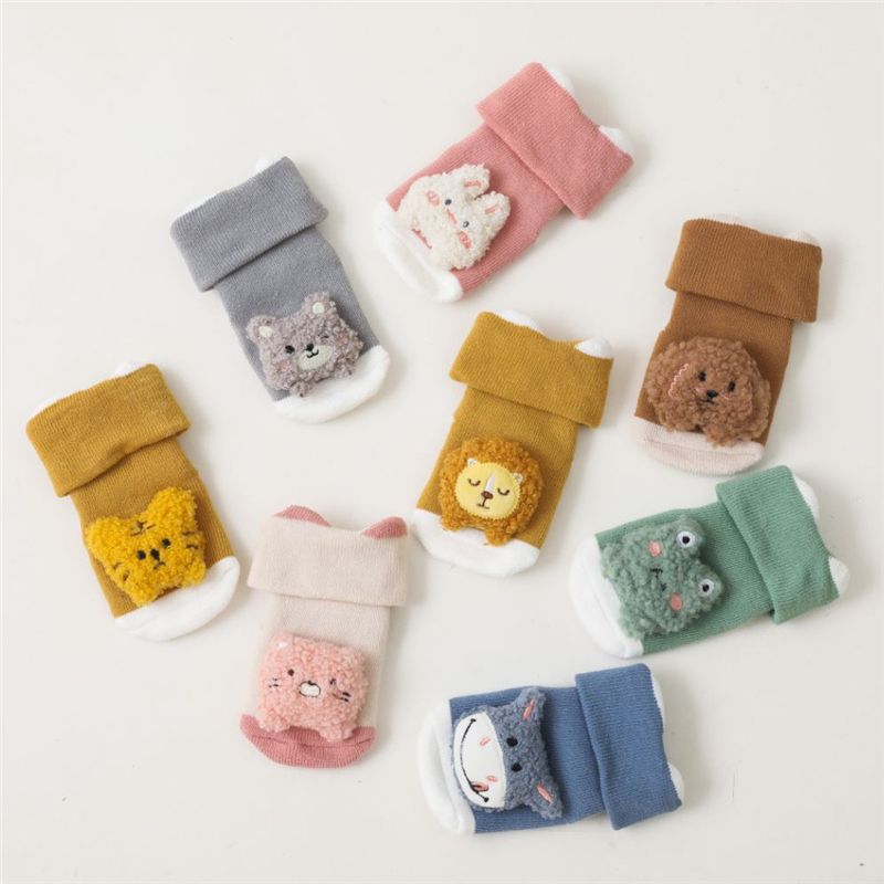 Baby / Toddler 3D Cartoon Animal Winter Warm Floor Socks Pink big image 5