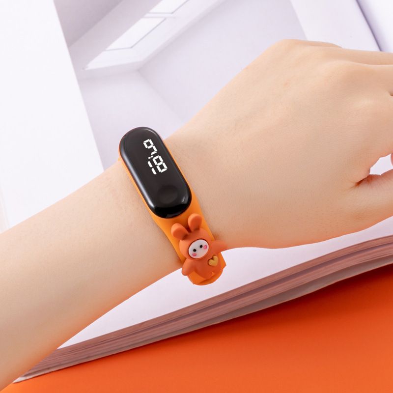 Toddler Cartoon Touch Screen LED Digital Smart Wrist Watches Bracelet (With packing box) Orange big image 2