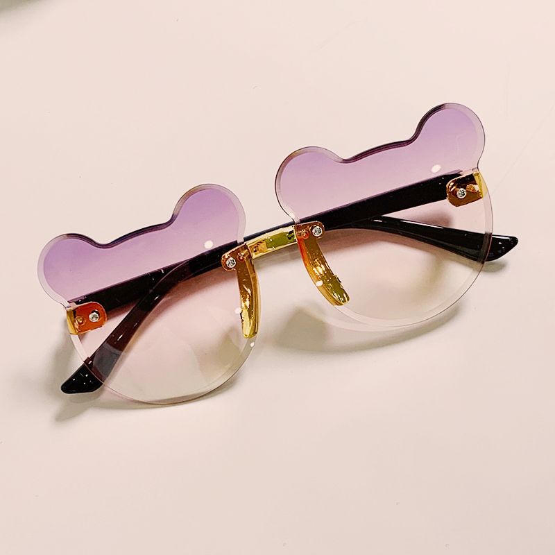 Baby / Toddler / Kid Cartoon Cat Ears Rimless Decorative Glasses (With Glasses Case) Light Purple big image 2