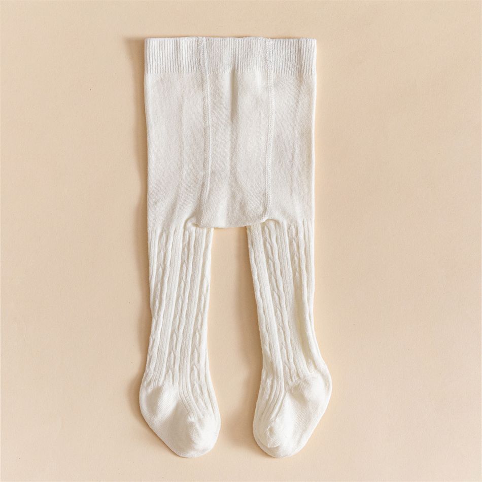 Baby / Toddler / Kid Solid Color Cable Twist Pantyhose Leggings Tights for Girls White big image 4