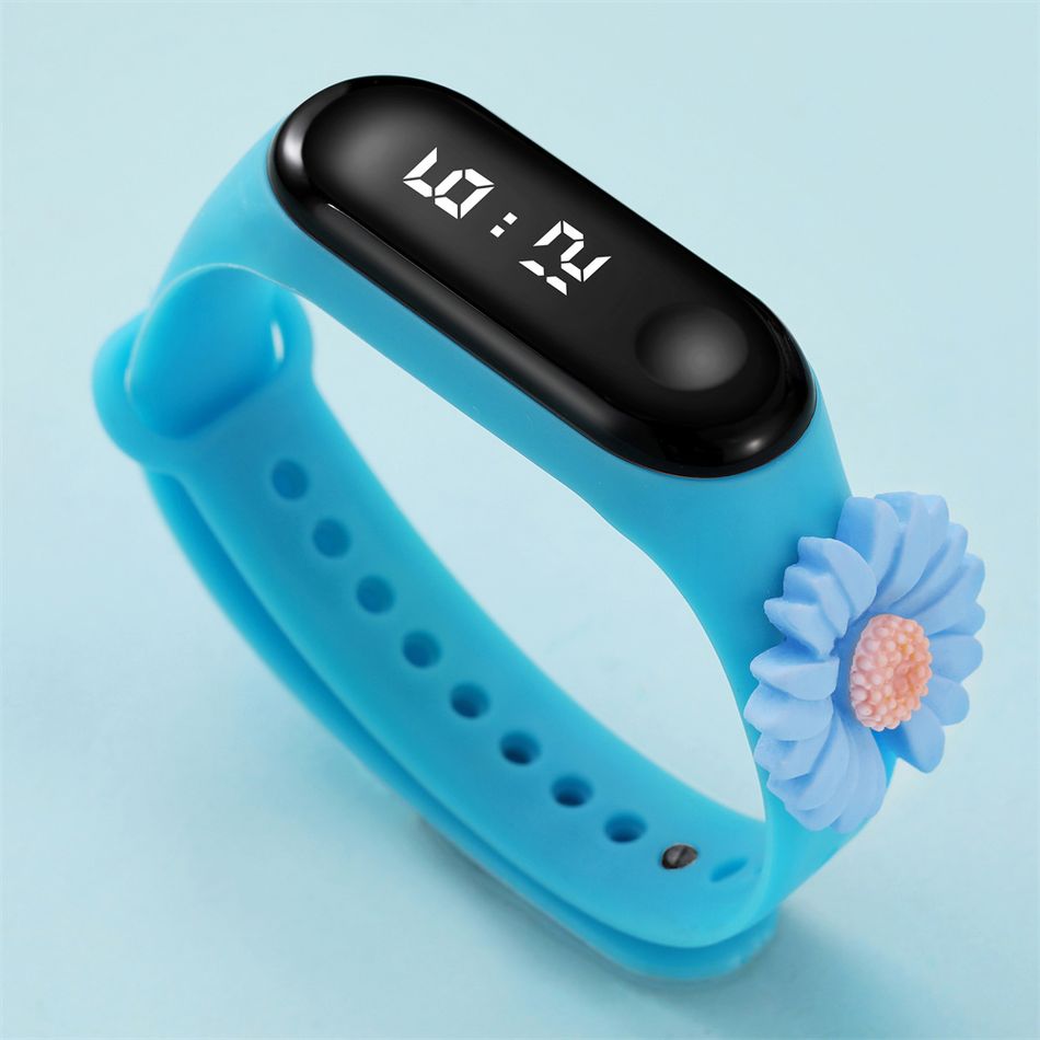 Relógio de led de decoração de girassol infantil relógio eletrônico digital inteligente (com caixa de embalagem) Azul big image 2