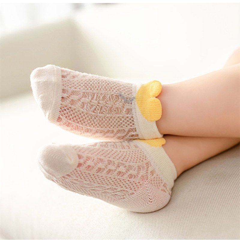 5 pares de meias de malha para bebê / criança com acabamento em coração Rosa big image 5