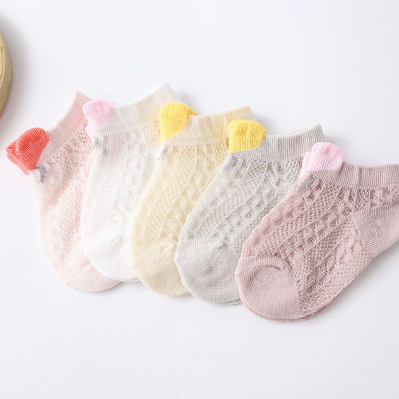 5 pares de meias de malha para bebê / criança com acabamento em coração Rosa big image 6