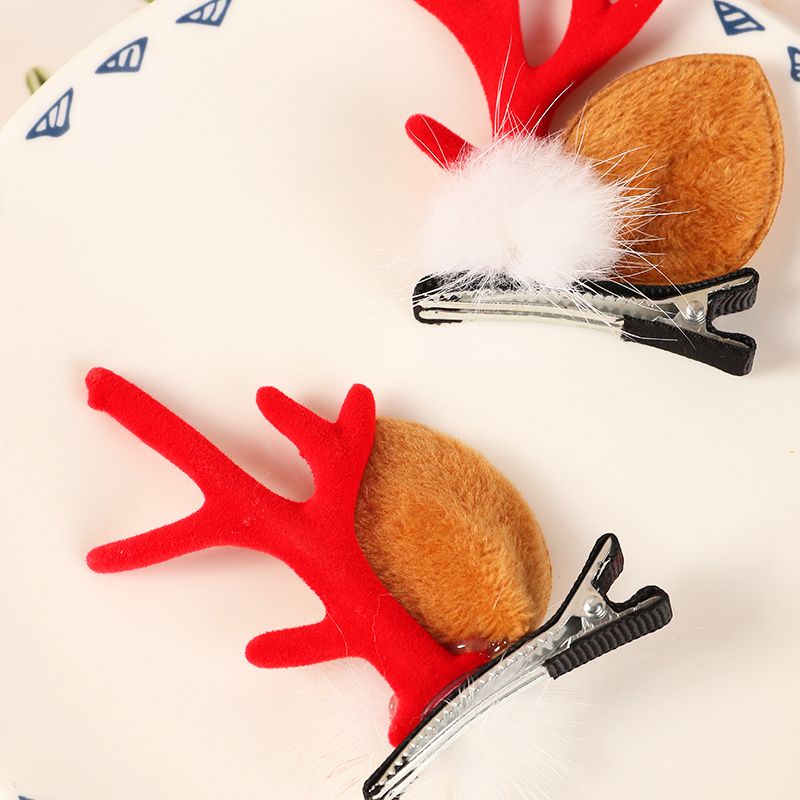 2er-Pack weihnachtliche Elch-Haarspangen für Mädchen rot big image 2