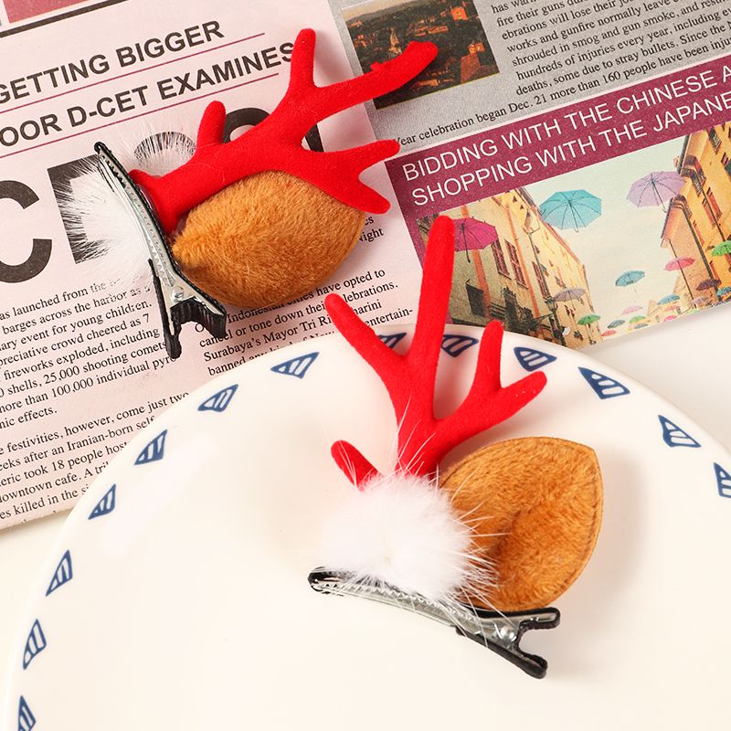 2-pack Christmas Elk Hair Clips for Girls Red big image 3