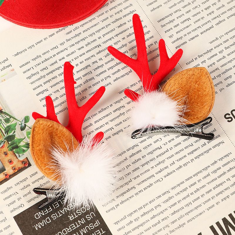 2er-Pack weihnachtliche Elch-Haarspangen für Mädchen rot big image 4