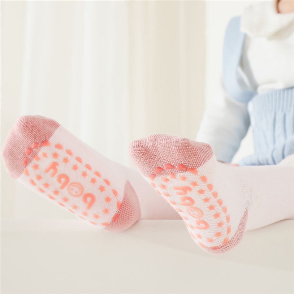 Baby Cartoon Animal Pattern Non-slip Grip Floor Socks Pink big image 3
