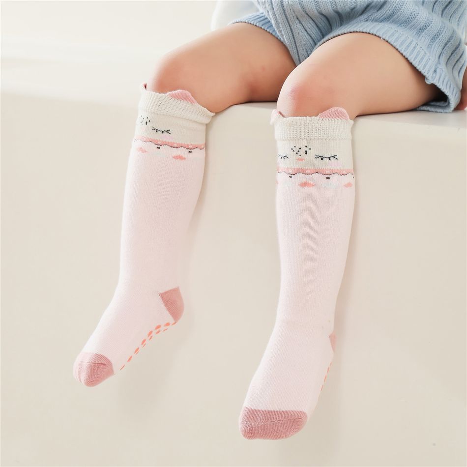 Baby Cartoon Animal Pattern Non-slip Grip Floor Socks Pink big image 4