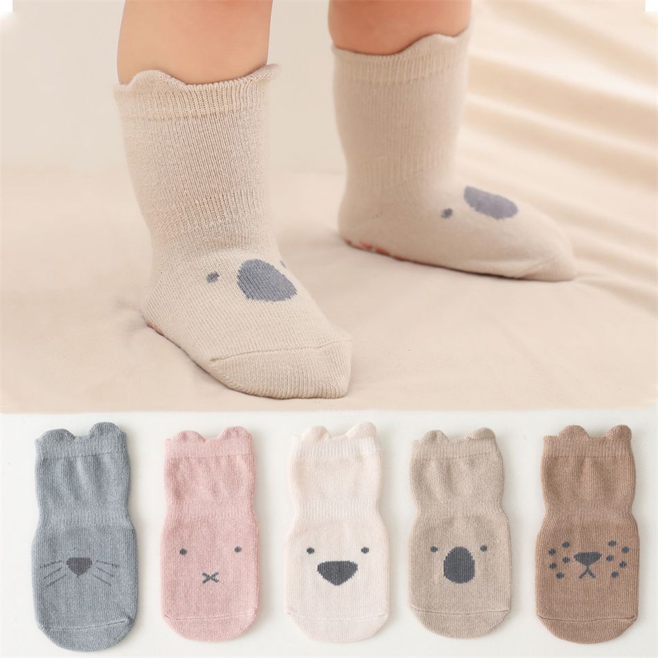 Baby / Toddler Cute Pattern Non-slip Grip Socks Khaki big image 9