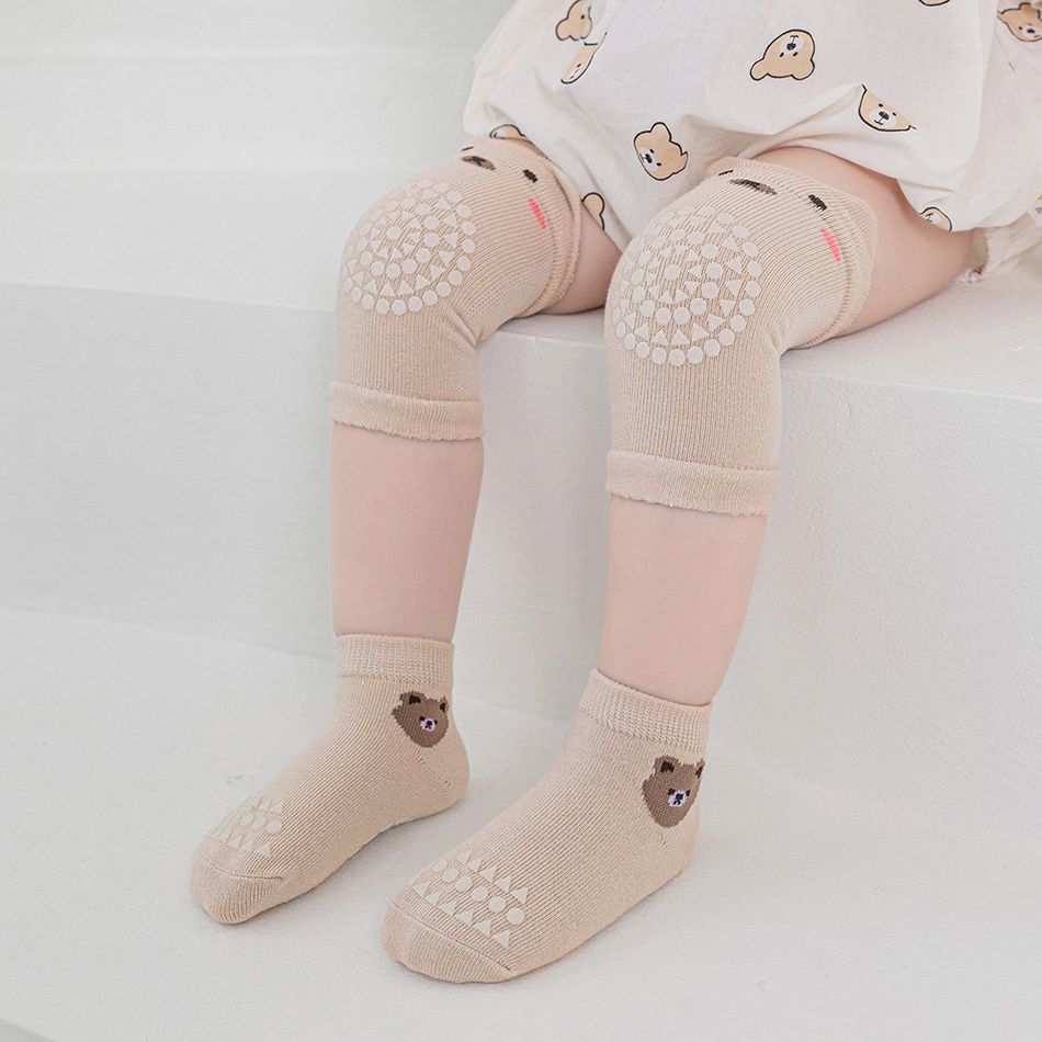 2-pack Baby / Toddler Anti-fall Knee Pad & Non-slip Grip Socks Khaki big image 6