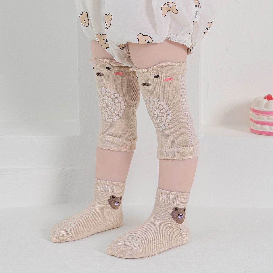 2-pack Baby / Toddler Anti-fall Knee Pad & Non-slip Grip Socks Khaki