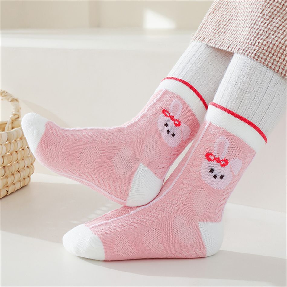 5-pairs Toddler / Kid Bow Decor Floral Pattern Socks Set Pink big image 3