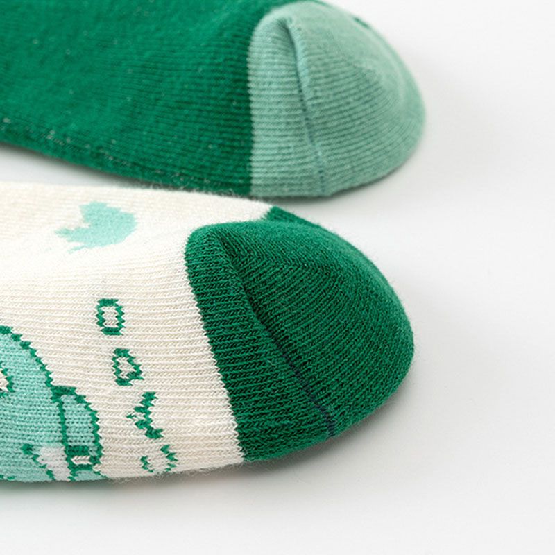 5-pairs Toddler Cartoon Dinosaur Print Socks Set Green big image 7