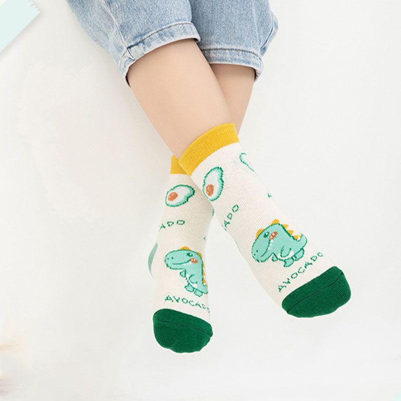 5-Paar-Socken-Set für Kleinkinder mit Cartoon-Dinosaurier-Print grün big image 5