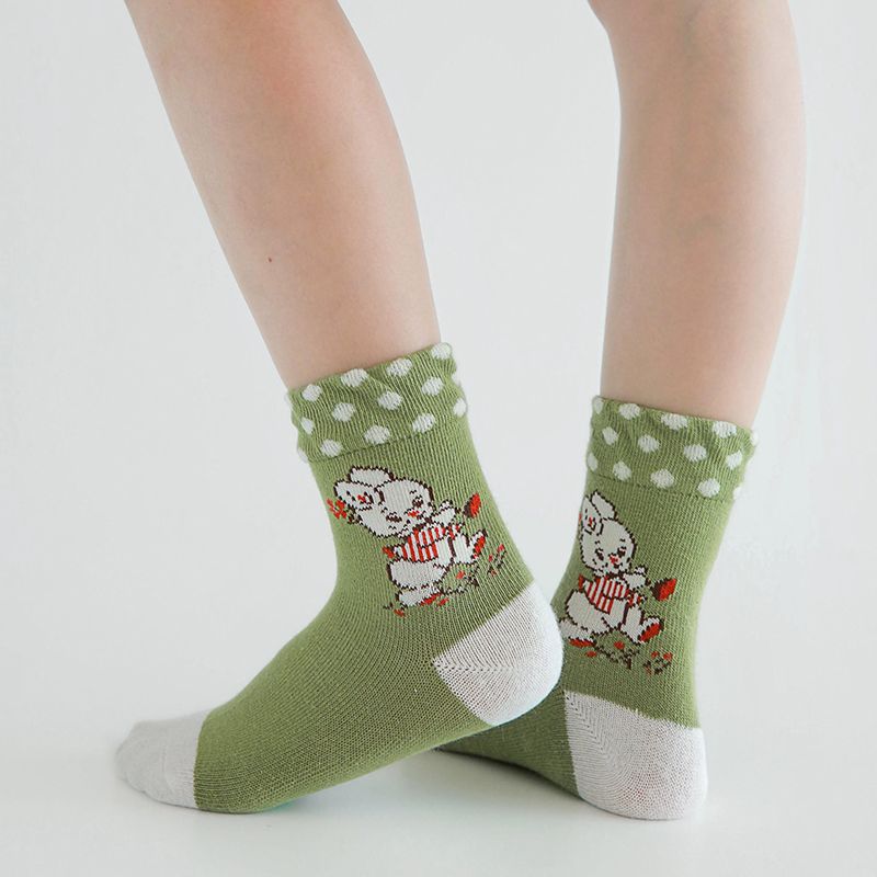 5-pairs Toddler Ruched Trim Socks Set Green big image 3