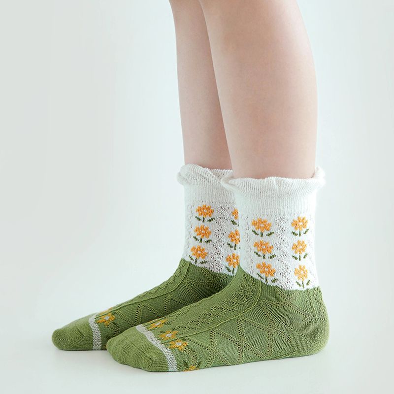 5-pairs Toddler Ruched Trim Socks Set Green big image 6