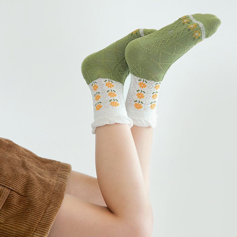 5-pairs Toddler Ruched Trim Socks Set Green big image 7