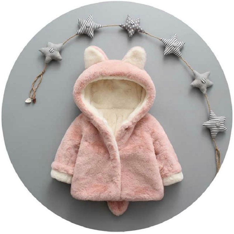 Baby / Toddler Adorable Solid Ear Decor Coat Pink big image 5