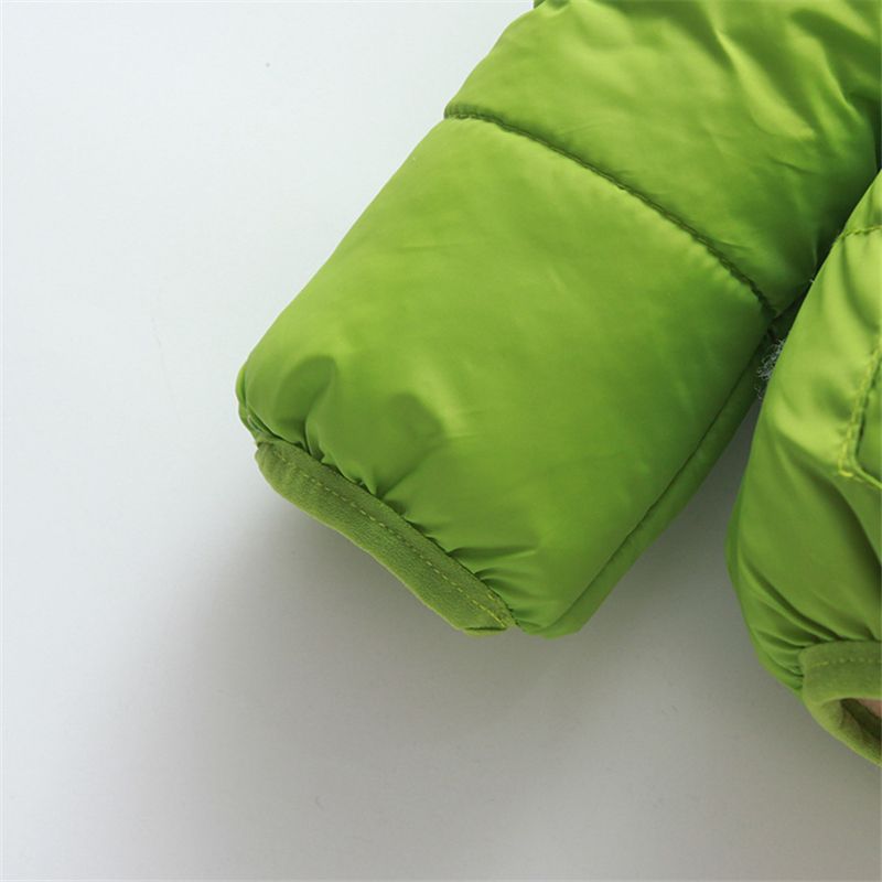 manteau à capuche uni à manches longues en peluche pour bébé / tout-petit Vert big image 3