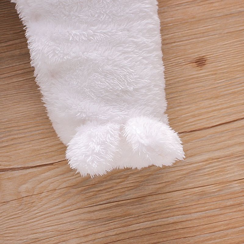 Bear Design Fleece Hooded Footed/footie Long-sleeve Baby Jumpsuit White big image 5